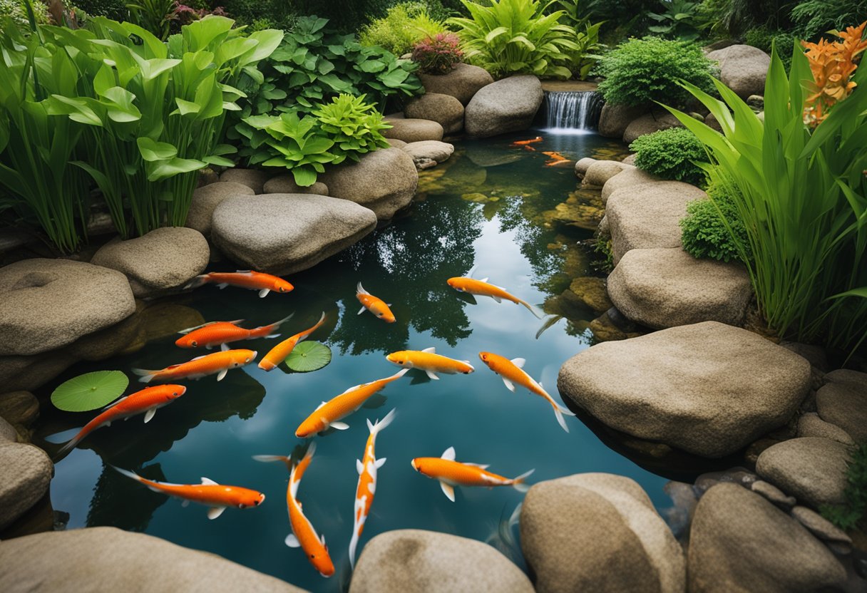 Koi pond water feature integration